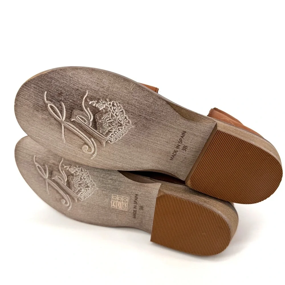 Free People Women 38 Mont Blanc Sandal Flat Leather Open Toe Spain Boho Artisan